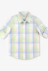 Ruffle Butts/Rugged Butts LS Button Down Clubhouse Rainbow Plaid