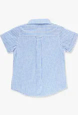 Ruffle Butts/Rugged Butts Short Sleeve Button Down Shirt Cornflower Blue Gingham