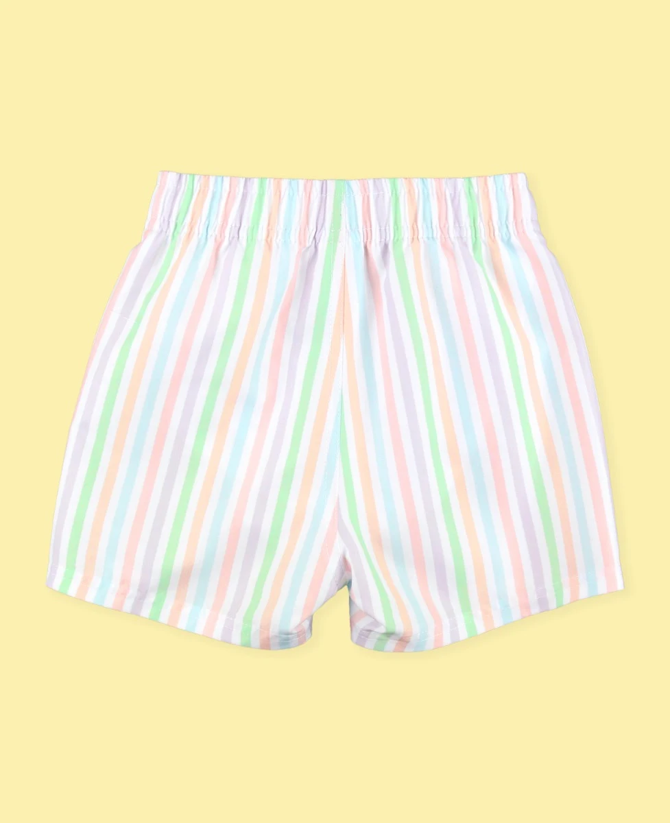 Ruffle Butts/Rugged Butts Pale Rainbow Stripe Swim Trunks