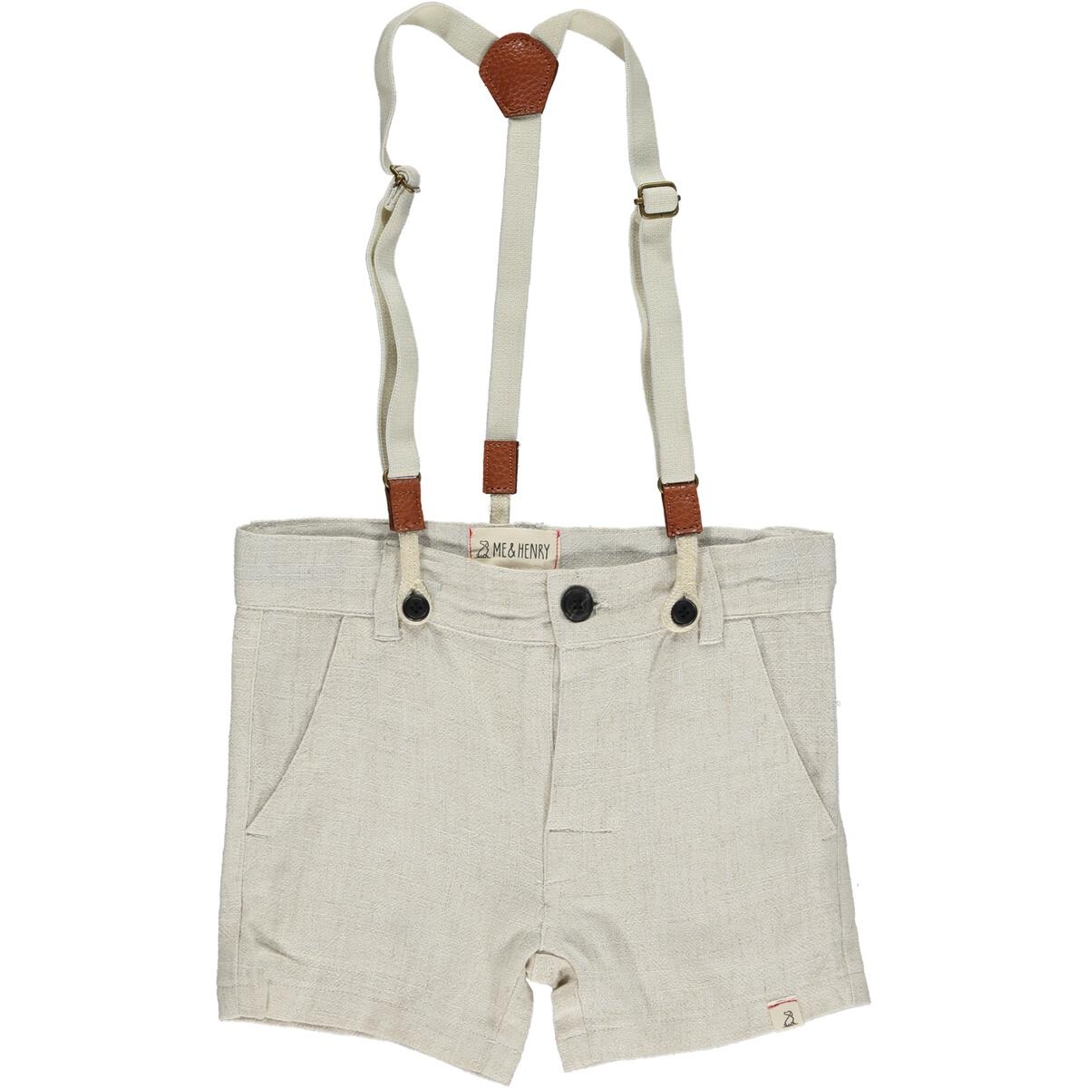 Me & Henry Captain Cream Heathered Shorts w/ Removable Suspenders