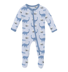 Kickee Pants Print Footie with 2 Way Zipper Dew Pet Dino