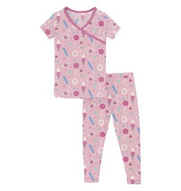 Kickee Pants Print Short Sleeve Kimono Pajama Set Cake Pop Candy Dreams