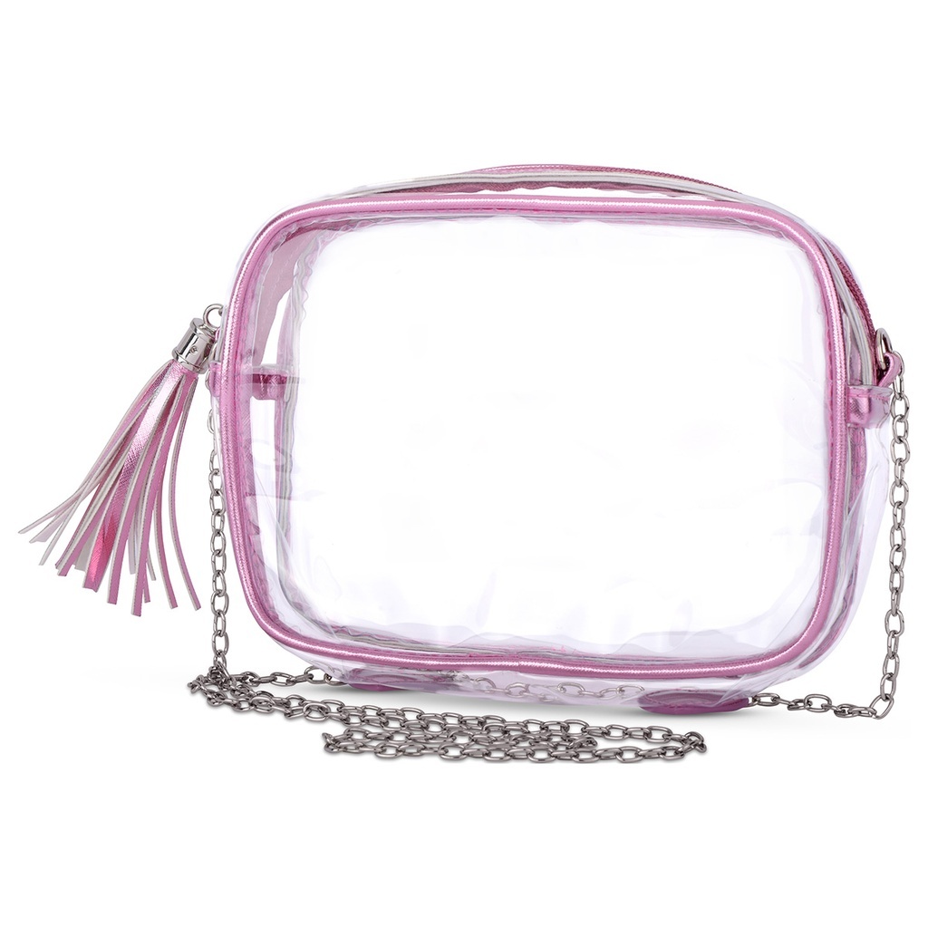 iscream Pink Metallic Clear Crossbody