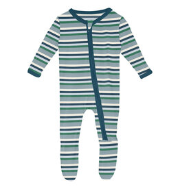 Kickee Pants Print Footie with 2 Way Zipper Stormy Sea