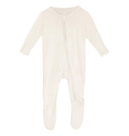 Kickee Pants Footie with 2 Way Zipper Natural