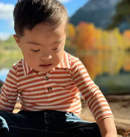 Me & Henry Seymour Polo Onesie Pumpkin/White