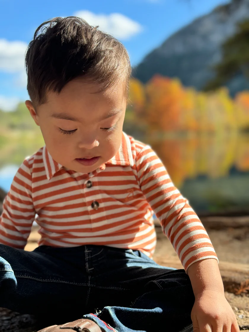 Me & Henry Seymour Polo Onesie Pumpkin/White