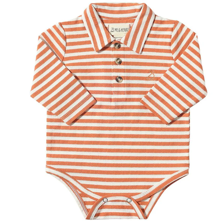 Me & Henry Seymour Polo Onesie Pumpkin/White