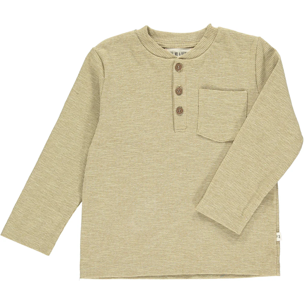 Me & Henry Benji Ribbed Henley Heathered Beige