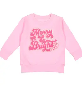 Sweet Wink Merry and Bright Patch Christmas Sweatshirt Pink