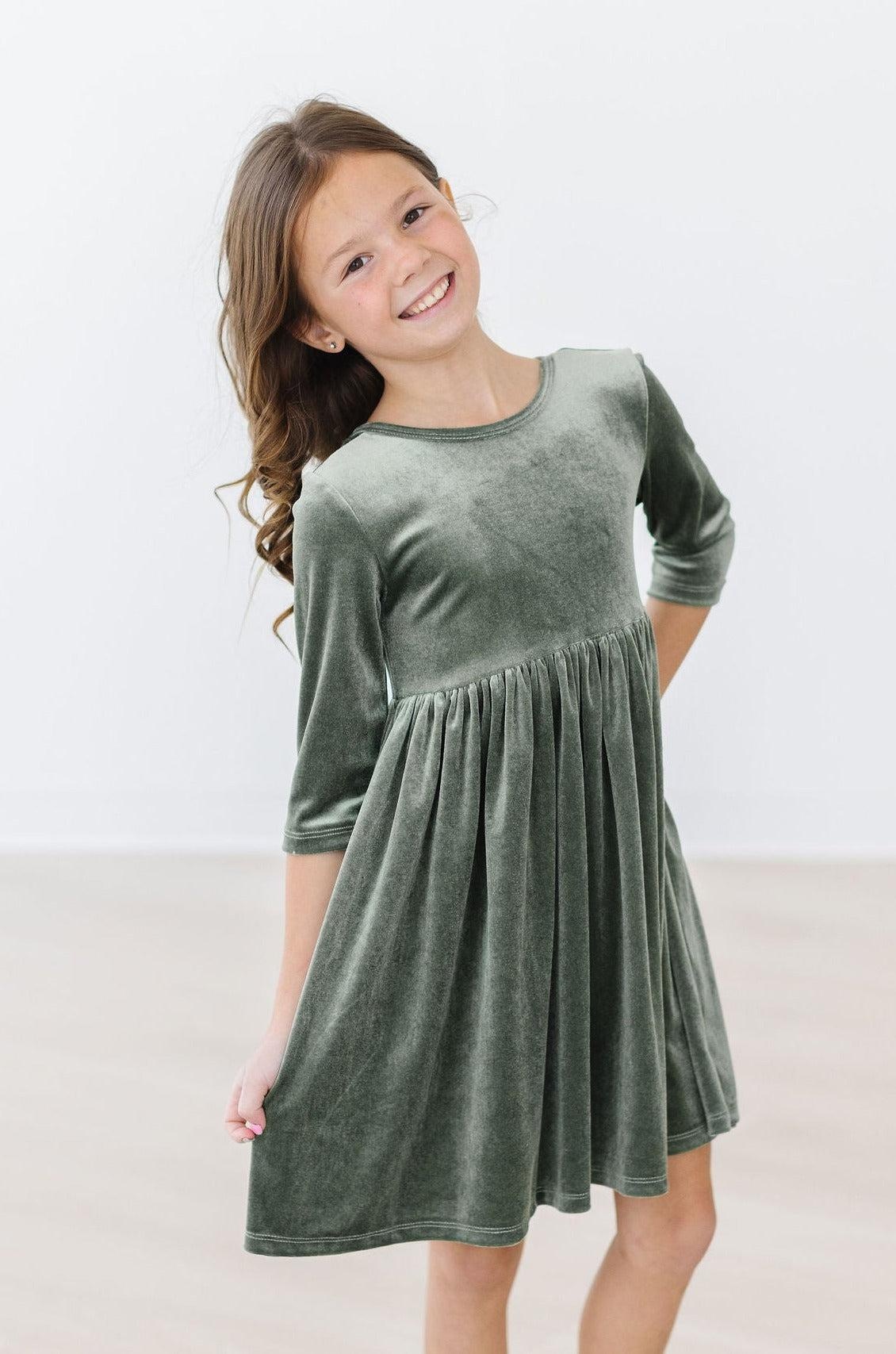 Mila & Rose Sage Velvet Twirl Dress