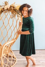 Mila & Rose Hunter Green Velvet Twirl Dress