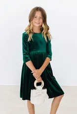 Mila & Rose Hunter Green Velvet Twirl Dress