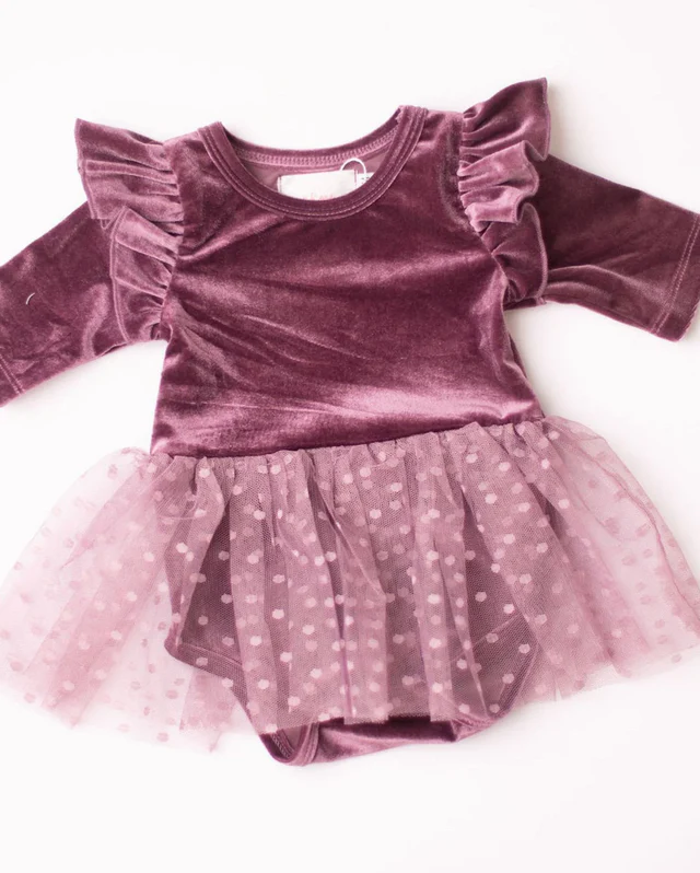 Mila & Rose Amethyst Velvet Tutu Bodysuit