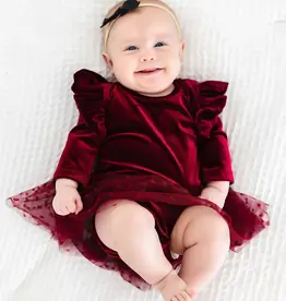 Mila & Rose Cranberry Velvet Tutu Bodysuit