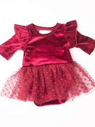 Mila & Rose Cranberry Velvet Tutu Bodysuit
