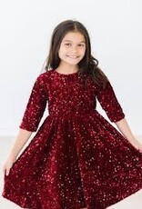 Mila & Rose Burgundy Velvet Sequin Dress