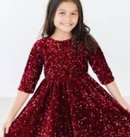 Mila & Rose Burgundy Velvet Sequin Dress
