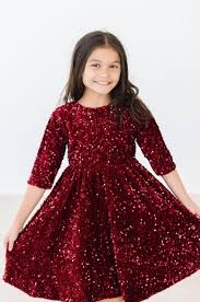 Mila & Rose Burgundy Velvet Sequin Dress