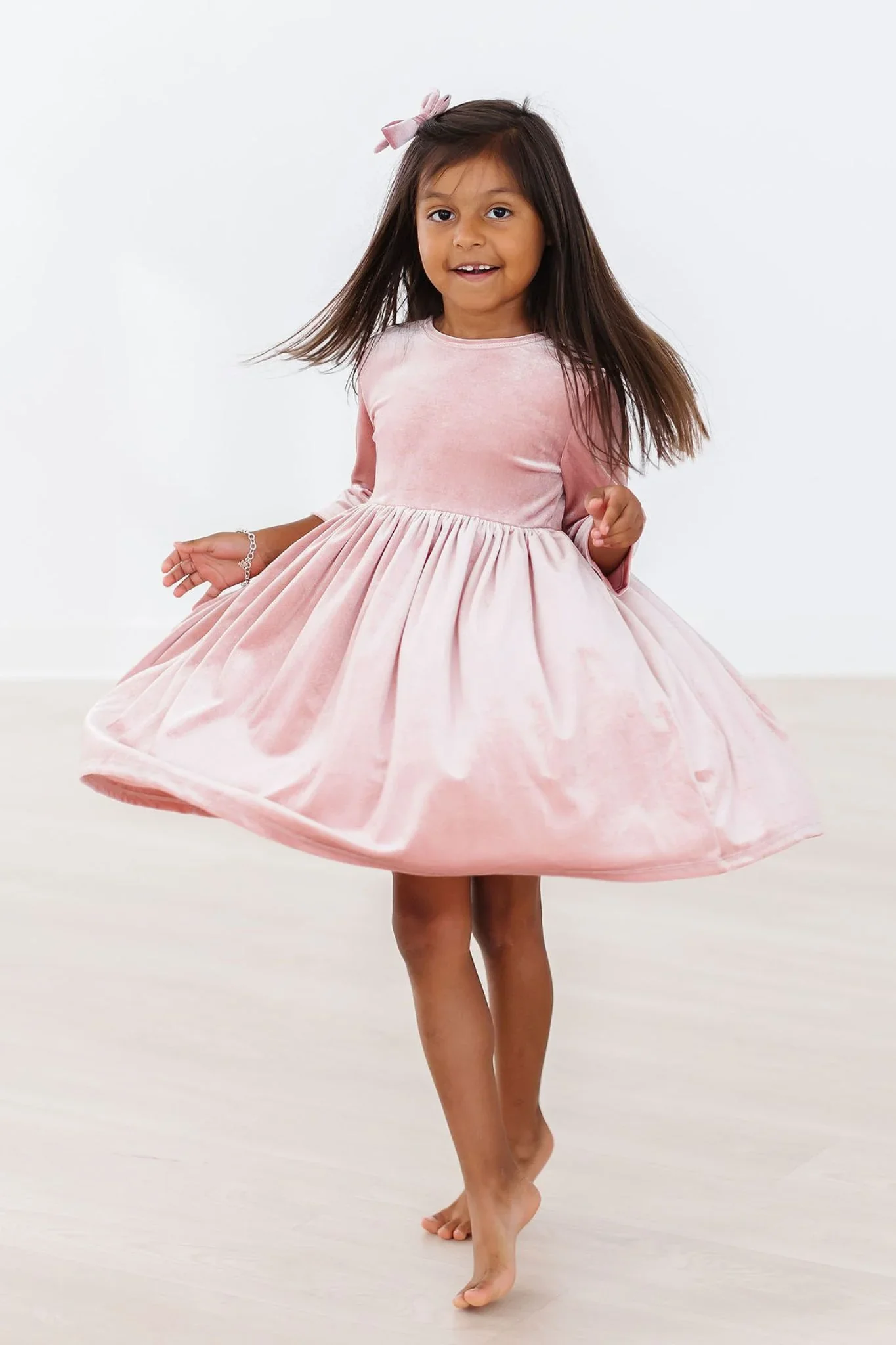 Mila & Rose Vintage Pink Velvet Twirl Dress