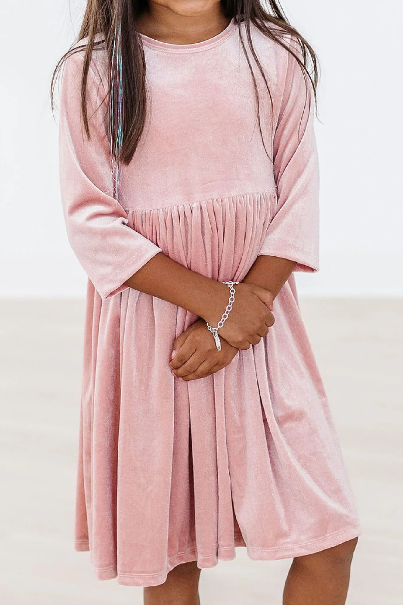 Mila & Rose Vintage Pink Velvet Twirl Dress