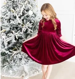 Mila & Rose Cranberry Velvet Twirl Dress