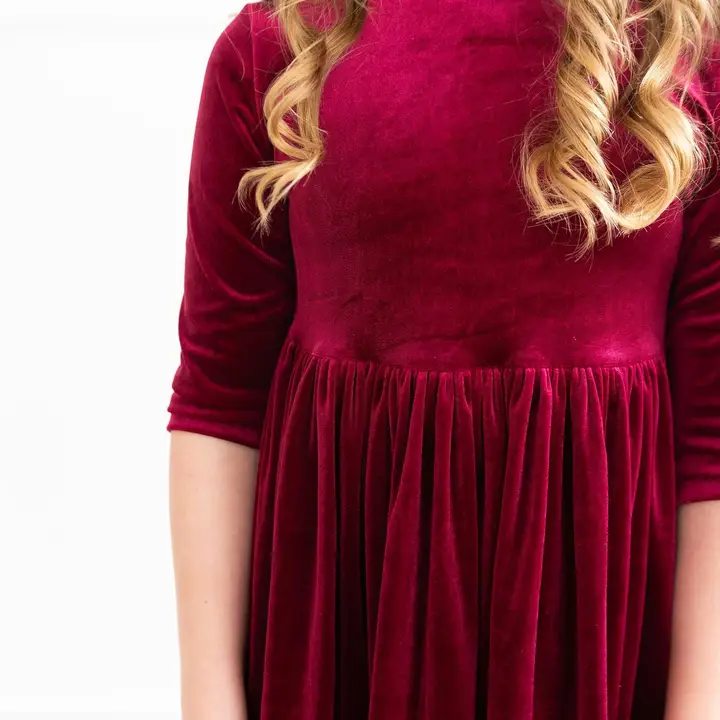 Mila & Rose Cranberry Velvet Twirl Dress