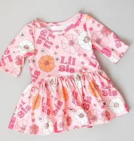 Mila & Rose Lil Sis Floral 3/4 Twirl Bodysuit