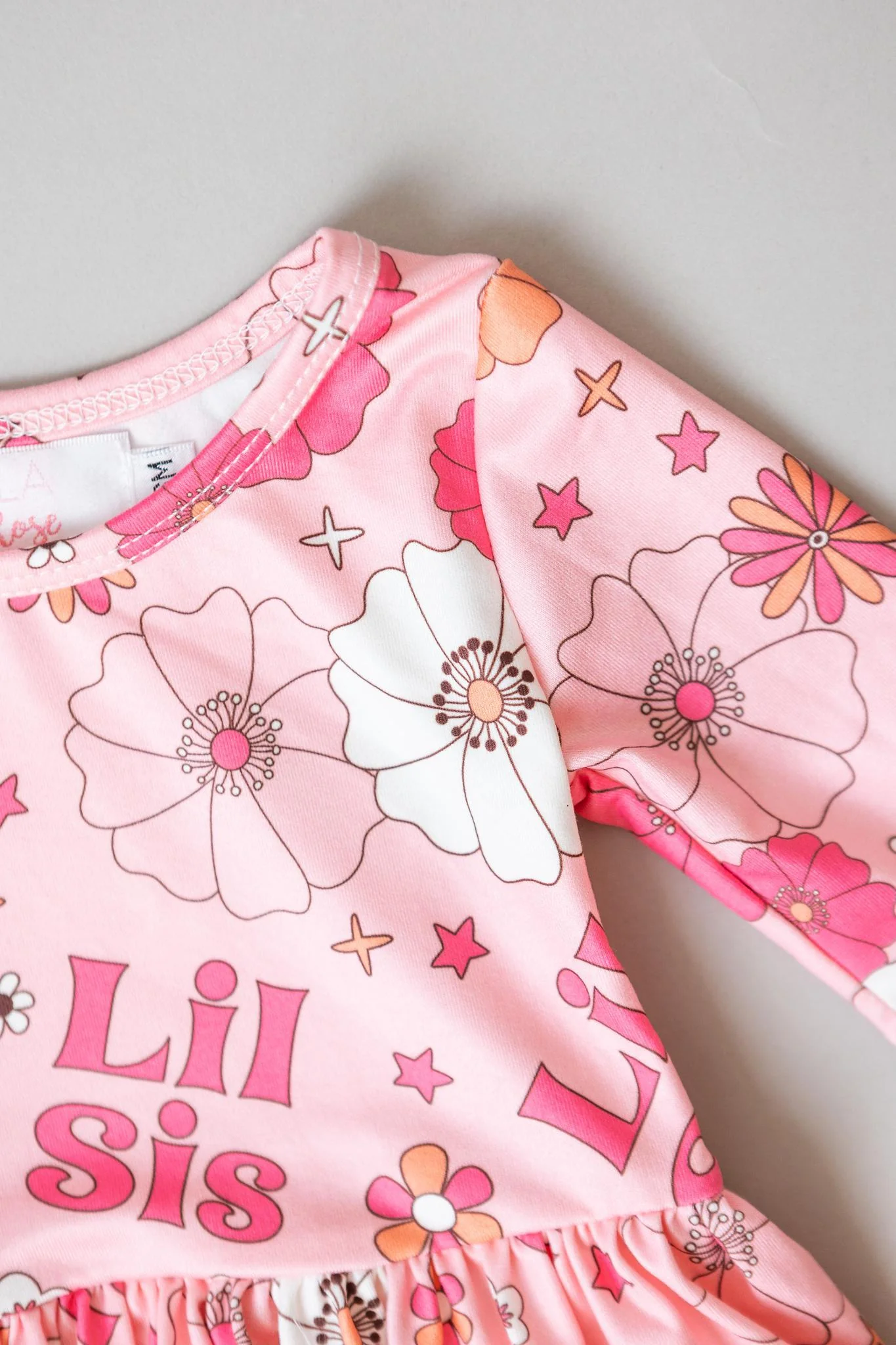 Mila & Rose Lil Sis Floral 3/4 Twirl Bodysuit