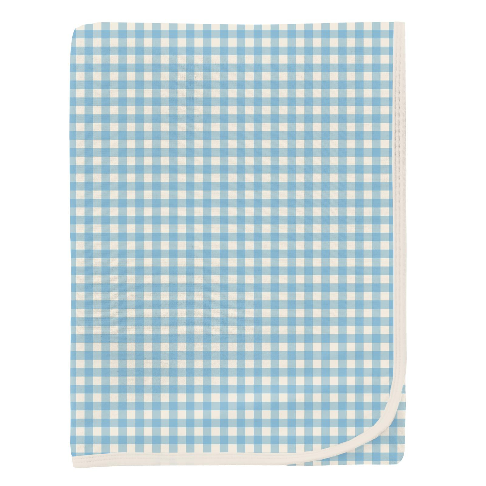 Kickee Pants Print Swaddling Blanket Seaside Blue Gingham