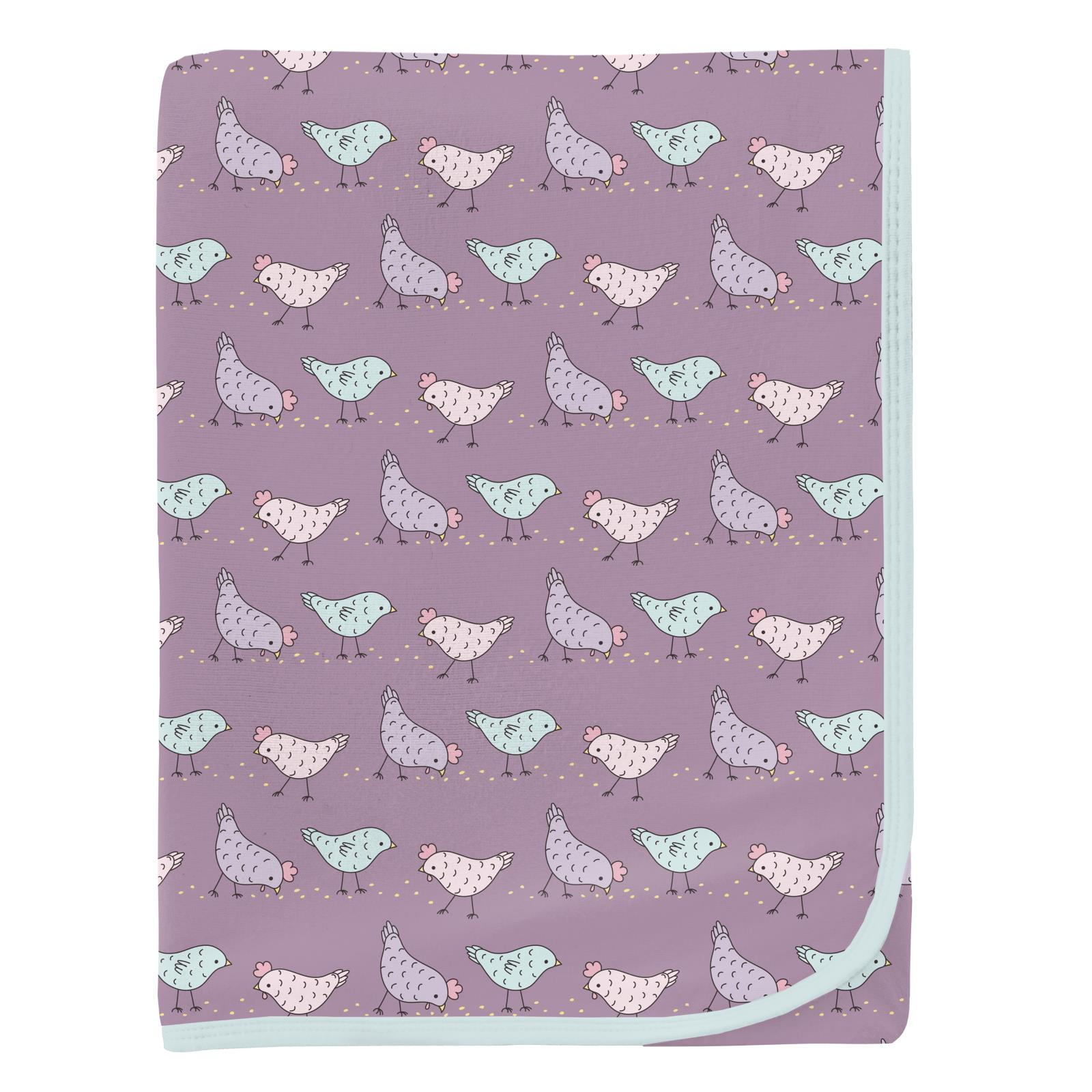 Kickee Pants Print Swaddling Blanket Lavender Chickens
