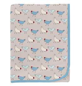 Kickee Pants Print Swaddling Blanket Latte Chickens