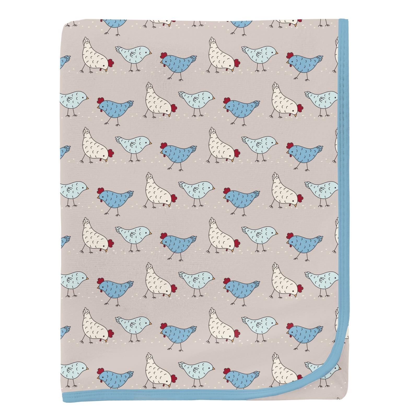 Kickee Pants Print Swaddling Blanket Latte Chickens