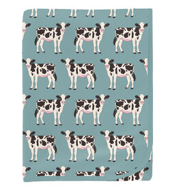Kickee Pants Print Swaddling Blanket Jade Cows