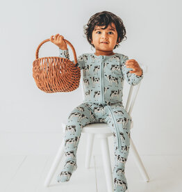 Kickee Pants Print Footie with 2 Way Zipper Jade Cows