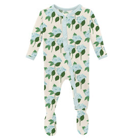 Kickee Pants Print Layette Ruffle Footie with 2 Way Zipper Hydrangea Bouquet