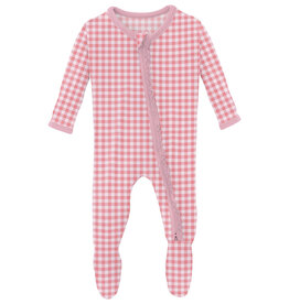 Kickee Pants Print Muffin Ruffle Footie with 2 Way Zipper Cake Pop Gingham