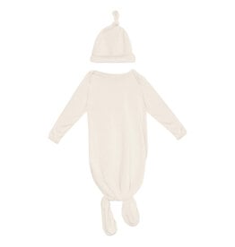 Kickee Pants Knotted Layette Gown & Hat Set Natural