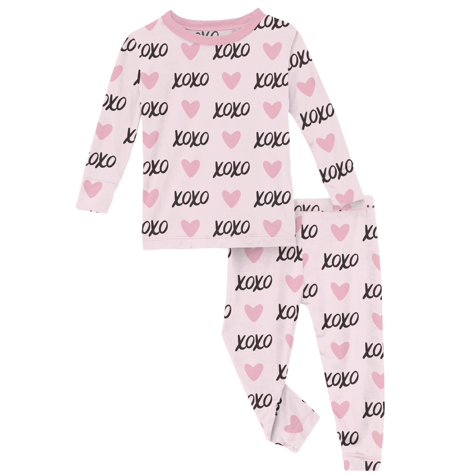 Kickee Pants Print Long Sleeve Pajama Set Shrinking Violet XOXO