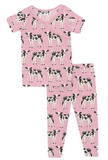 Kickee Pants Print Short Sleeve Scallop Kimono Pajama Set Cake Pop Cows