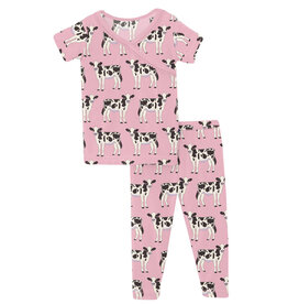 Kickee Pants Print Short Sleeve Scallop Kimono Pajama Set Cake Pop Cows