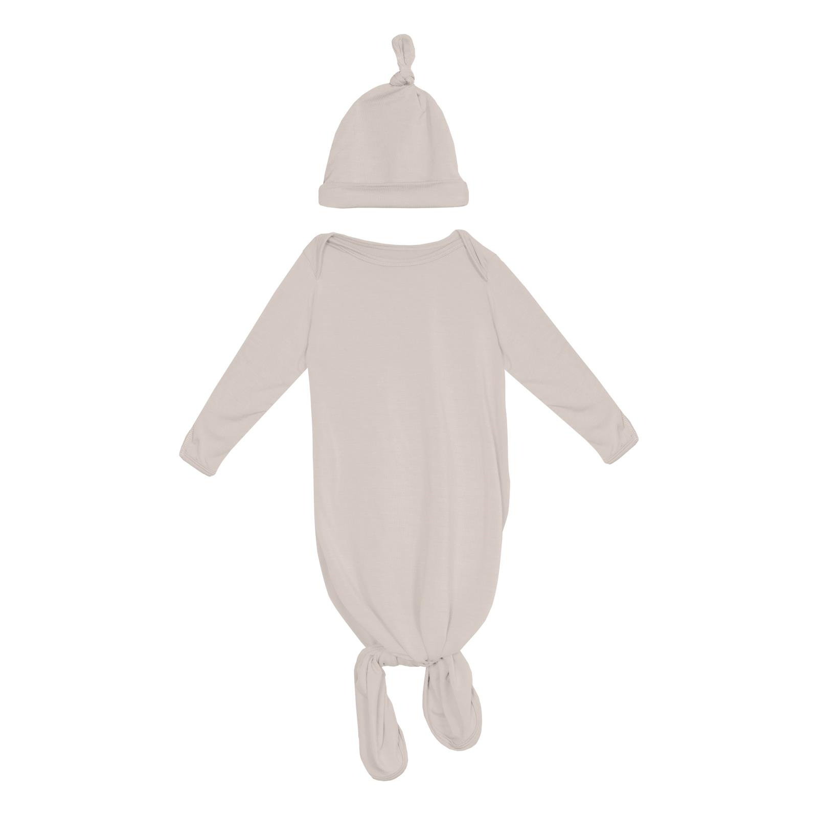 Kickee Pants Knotted Layette Gown & Hat Set Latte