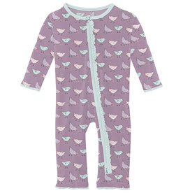 Kickee Pants Print Muffin Ruffle Coverall with 2 Way Zipper Lavender Chickens
