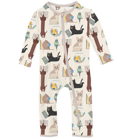 Kickee Pants Print Coverall with 2 Way Zipper Natural Books & Pets