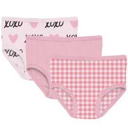 Kickee Pants Print Girl's Underwear Set of 3 Shrinking Violet XOXO, Cake Pop & Cake Pop Gingham