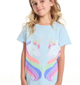 Chaser Clear Sky Reflected Rainbow Unicorns Jersey SS Shirtail Tee