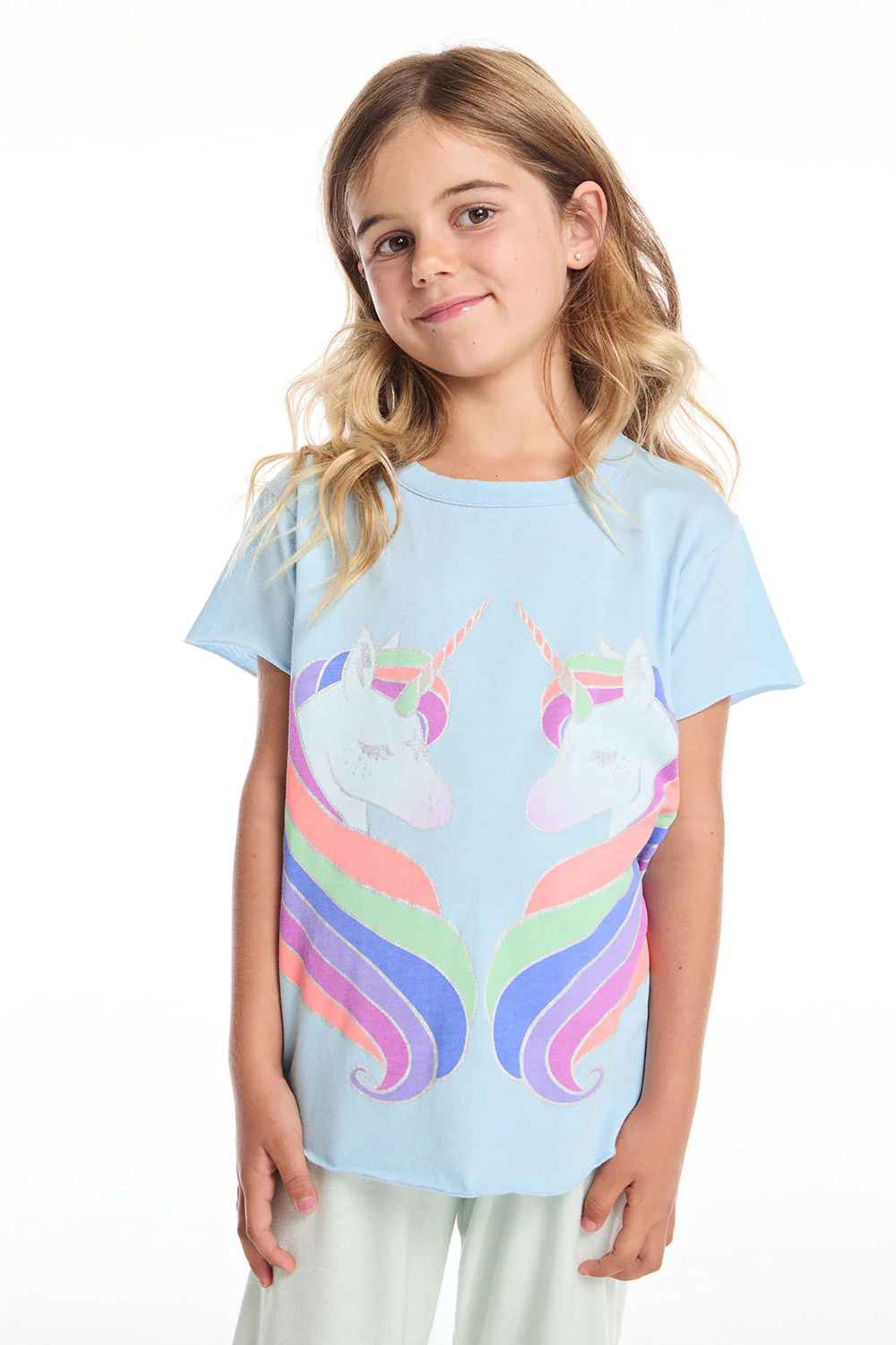 Chaser Clear Sky Reflected Rainbow Unicorns Jersey SS Shirtail Tee