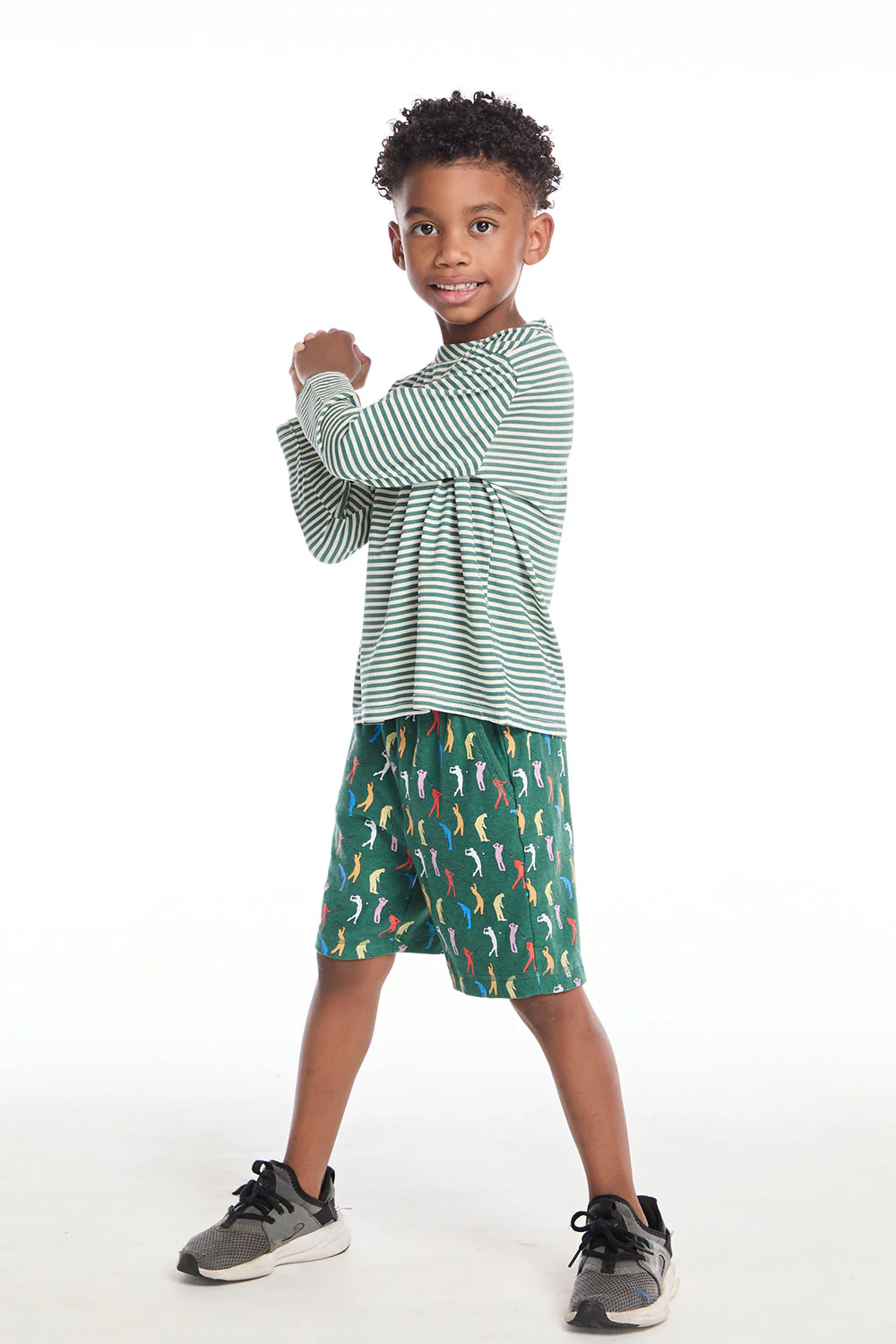 Chaser Broccolini Green All Over Golfers Print Cozy Knit Shorts