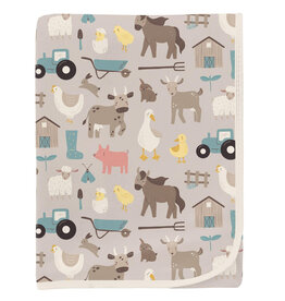 Kickee Pants Print Swaddling Blanket Latte Morning on the Farm