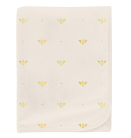 Kickee Pants Print Swaddling Blanket Gold Bees